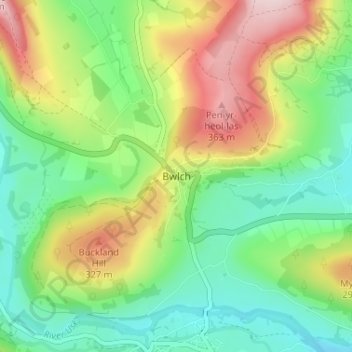 Bwlch topographic map, elevation, terrain