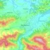Myślenice topographic map, elevation, terrain