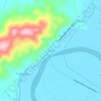 Gamut topographic map, elevation, terrain