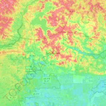 Tallahassee topographic map, elevation, terrain