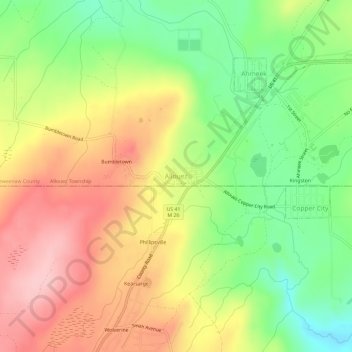 Allouez topographic map, elevation, terrain