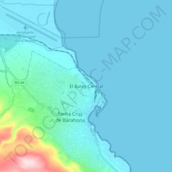 El Batey Central topographic map, elevation, terrain