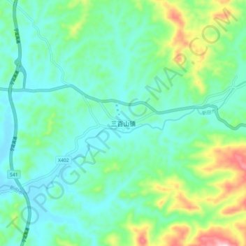 Sanbaishan topographic map, elevation, terrain