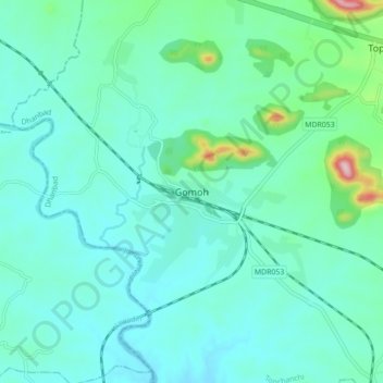 Gomoh topographic map, elevation, terrain