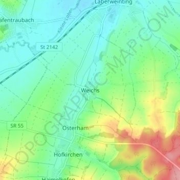 Weichs topographic map, elevation, terrain