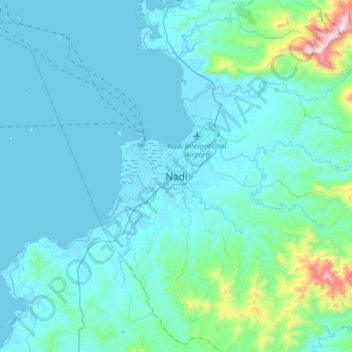Nadi topographic map, elevation, terrain
