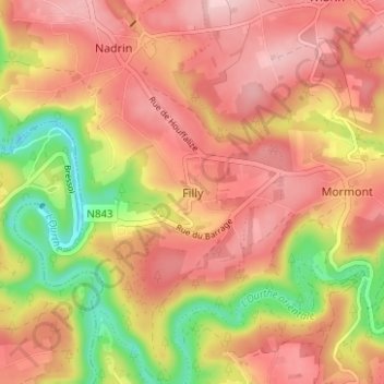 Filly topographic map, elevation, terrain