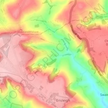 Langridge topographic map, elevation, terrain
