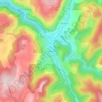 L'Ayrette topographic map, elevation, terrain