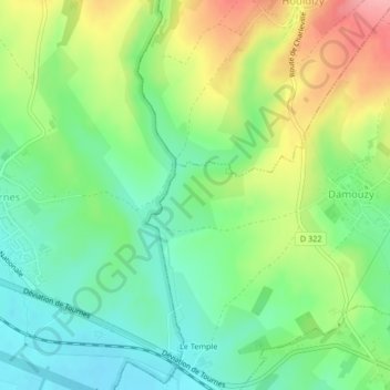La Bassée topographic map, elevation, terrain