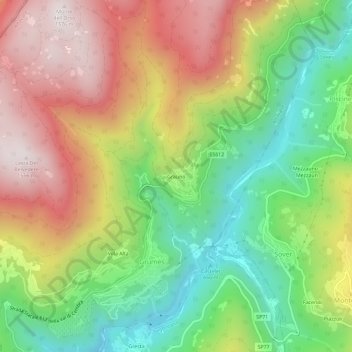 Grauno topographic map, elevation, terrain
