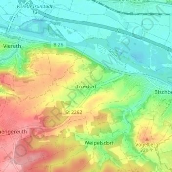 Trosdorf topographic map, elevation, terrain