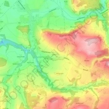 Galtern topographic map, elevation, terrain