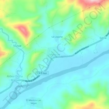 Mestizo topographic map, elevation, terrain