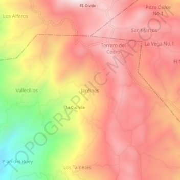 Jardines topographic map, elevation, terrain