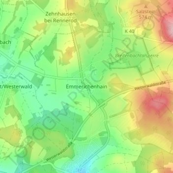 Emmerichenhain topographic map, elevation, terrain