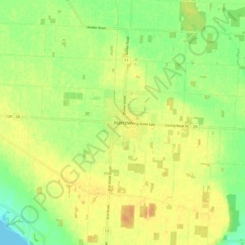 Harrow topographic map, elevation, terrain