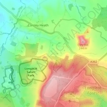 Longhedge topographic map, elevation, terrain