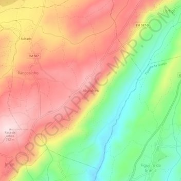 Algodres topographic map, elevation, terrain