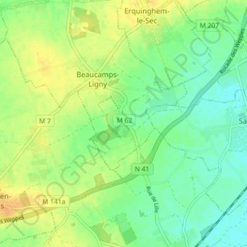 Ligny topographic map, elevation, terrain