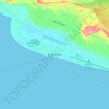 Biak Kota topographic map, elevation, terrain