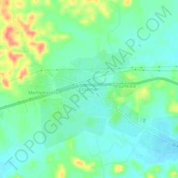 Essaman topographic map, elevation, terrain