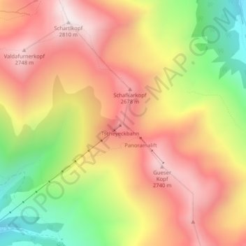 Tscheyegg topographic map, elevation, terrain