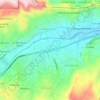 Challuabamba topographic map, elevation, terrain