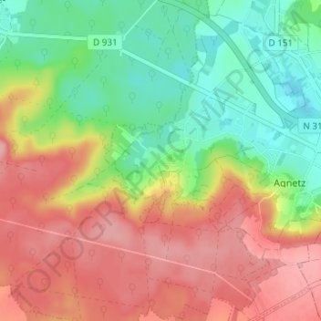 Boulincourt topographic map, elevation, terrain