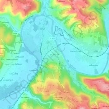 La Terrasse topographic map, elevation, terrain