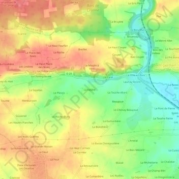 La Valière topographic map, elevation, terrain
