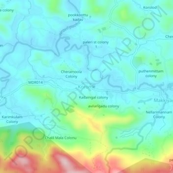 Korome topographic map, elevation, terrain