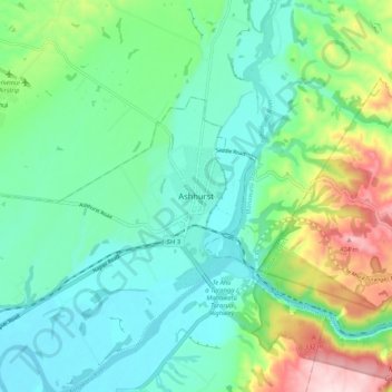 Ashhurst topographic map, elevation, terrain