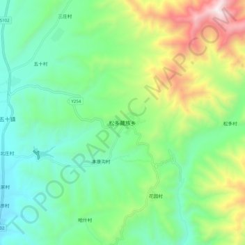 松多藏族乡 topographic map, elevation, terrain