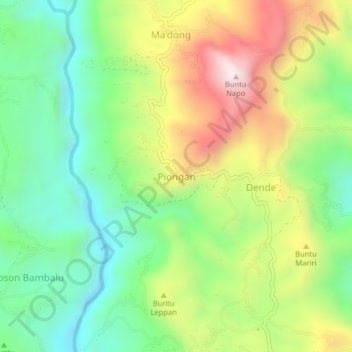 Piongan topographic map, elevation, terrain