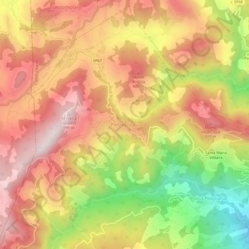 Pietracolora topographic map, elevation, terrain