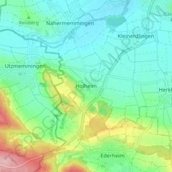 Holheim topographic map, elevation, terrain