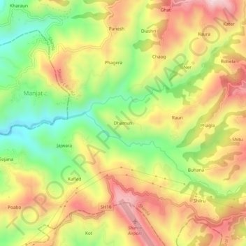 Dhamun topographic map, elevation, terrain