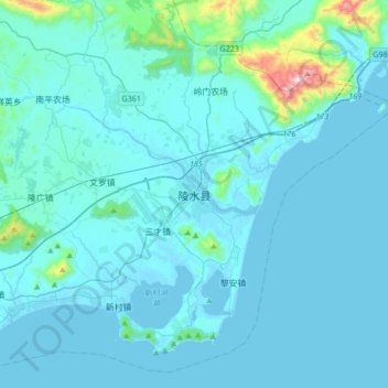 陵水黎族自治县 topographic map, elevation, terrain