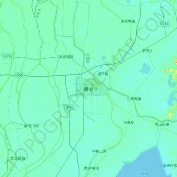 南县 topographic map, elevation, terrain
