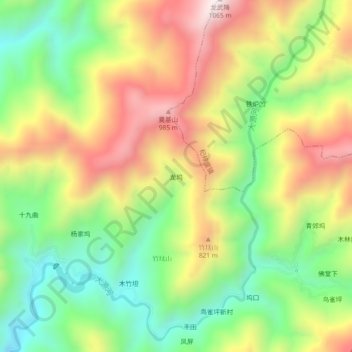 龙坞 topographic map, elevation, terrain