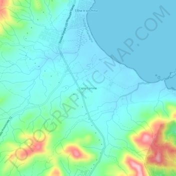 Capo Comino topographic map, elevation, terrain