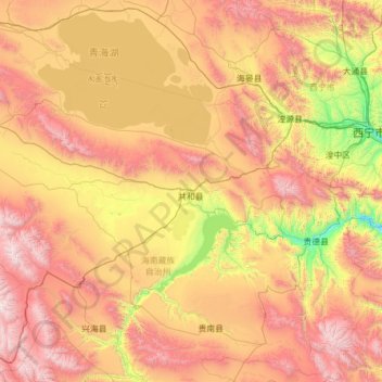 海南州 topographic map, elevation, terrain