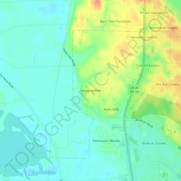 Sleepy Hollow topographic map, elevation, terrain