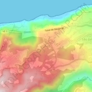 Lagoa topographic map, elevation, terrain