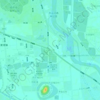 梁各庄村 topographic map, elevation, terrain