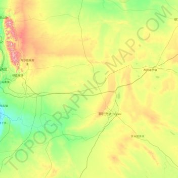 鄂托克旗 topographic map, elevation, terrain