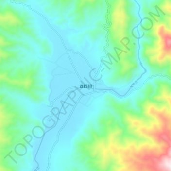 盏西镇 topographic map, elevation, terrain