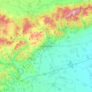 Stara Zagora topographic map, elevation, terrain
