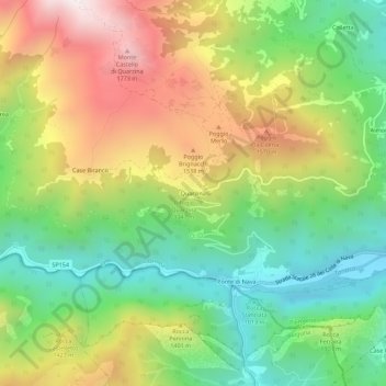 Quarzina topographic map, elevation, terrain